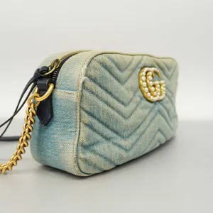 Gucci  GG Marmont Shoulder Bag Velor 447632 Women's Denim Light Blue