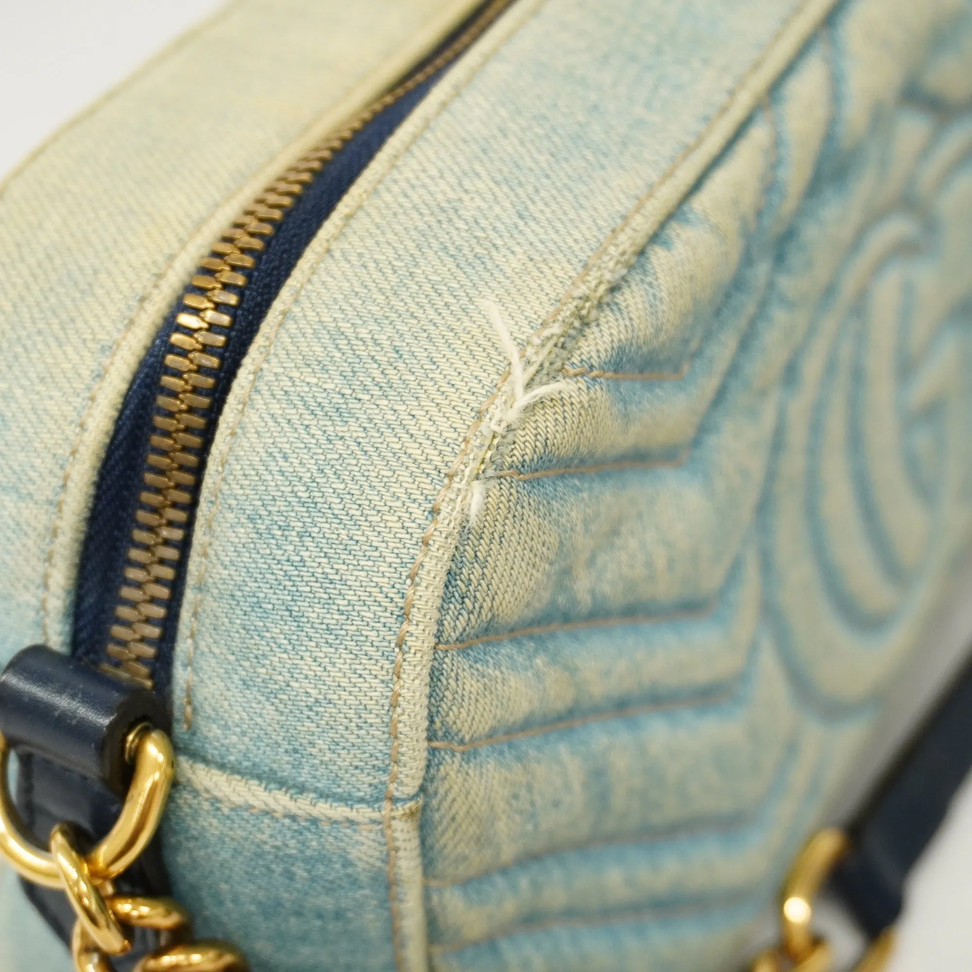 Gucci  GG Marmont Shoulder Bag Velor 447632 Women's Denim Light Blue