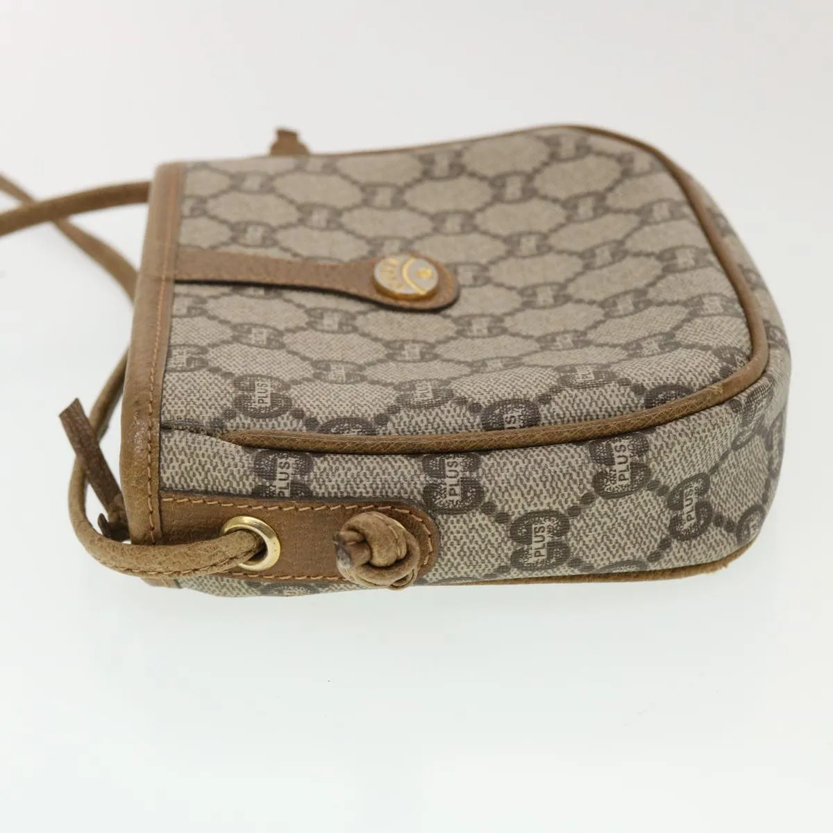 GUCCI GG Plus Canvas Shoulder Bag PVC Leather Beige  th3722