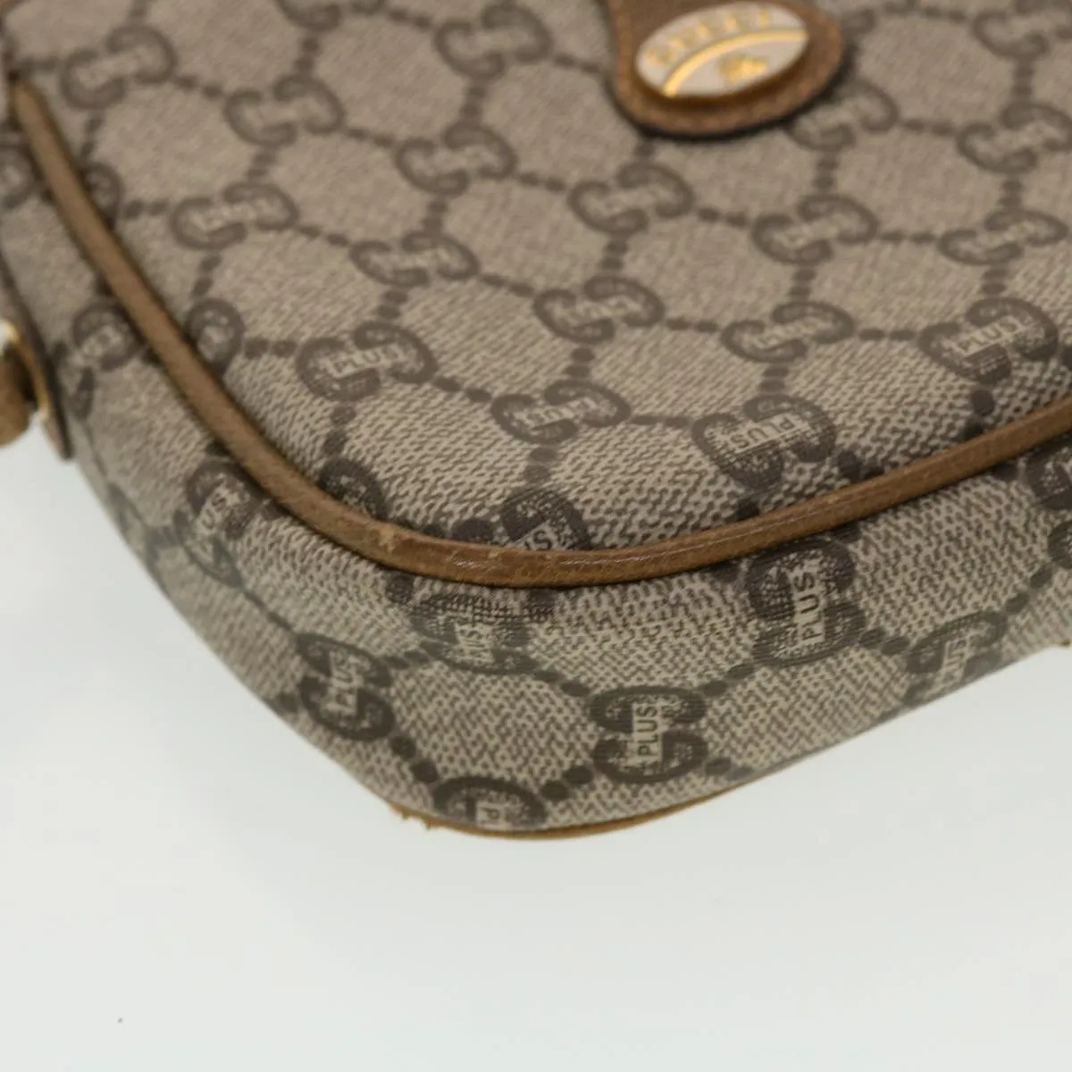 GUCCI GG Plus Canvas Shoulder Bag PVC Leather Beige  th3722