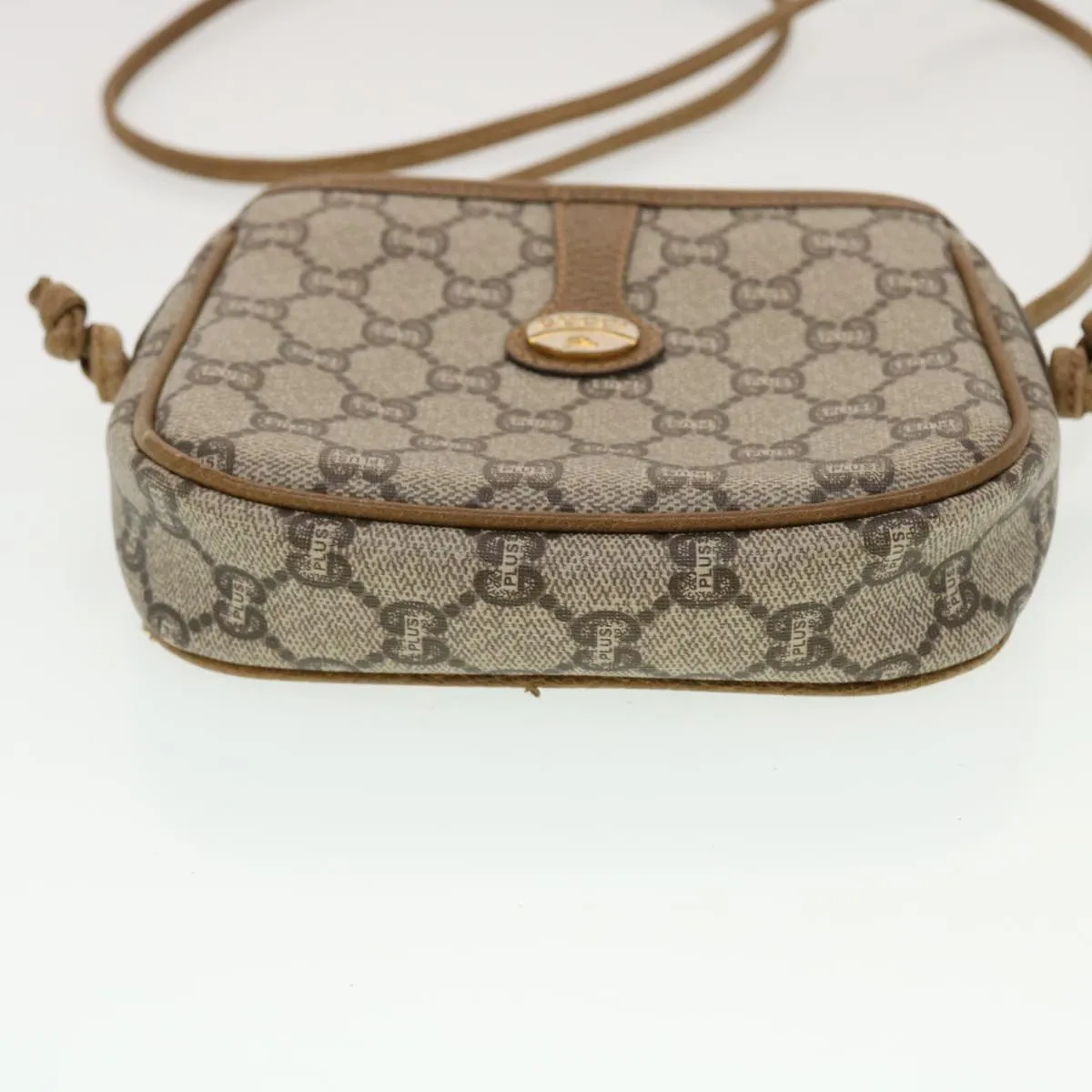 GUCCI GG Plus Canvas Shoulder Bag PVC Leather Beige  th3722