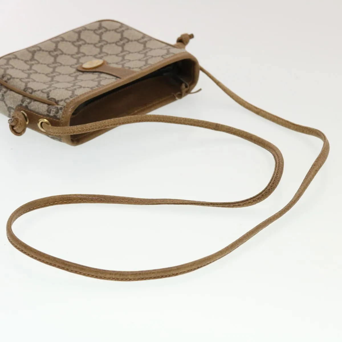 GUCCI GG Plus Canvas Shoulder Bag PVC Leather Beige  th3722
