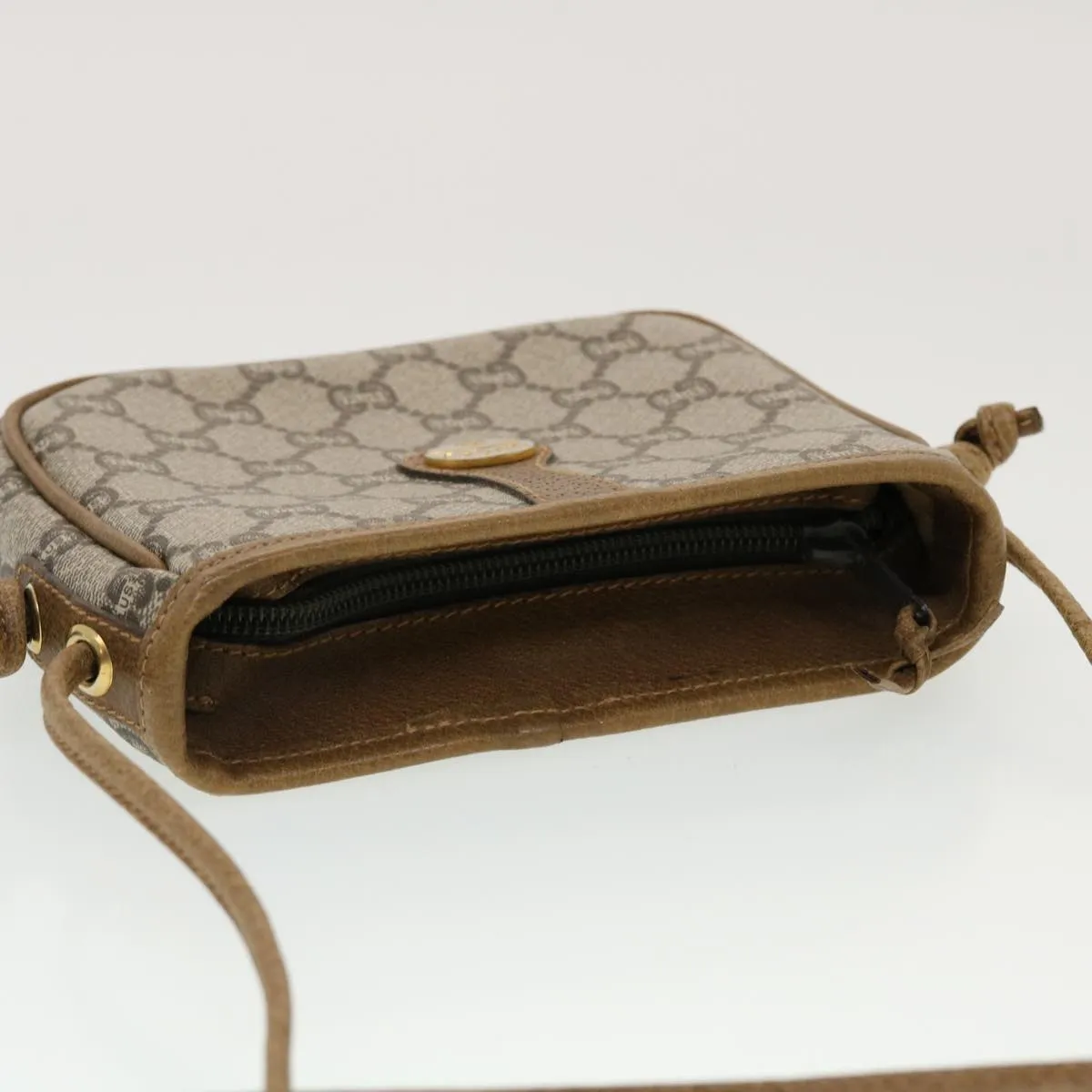 GUCCI GG Plus Canvas Shoulder Bag PVC Leather Beige  th3722