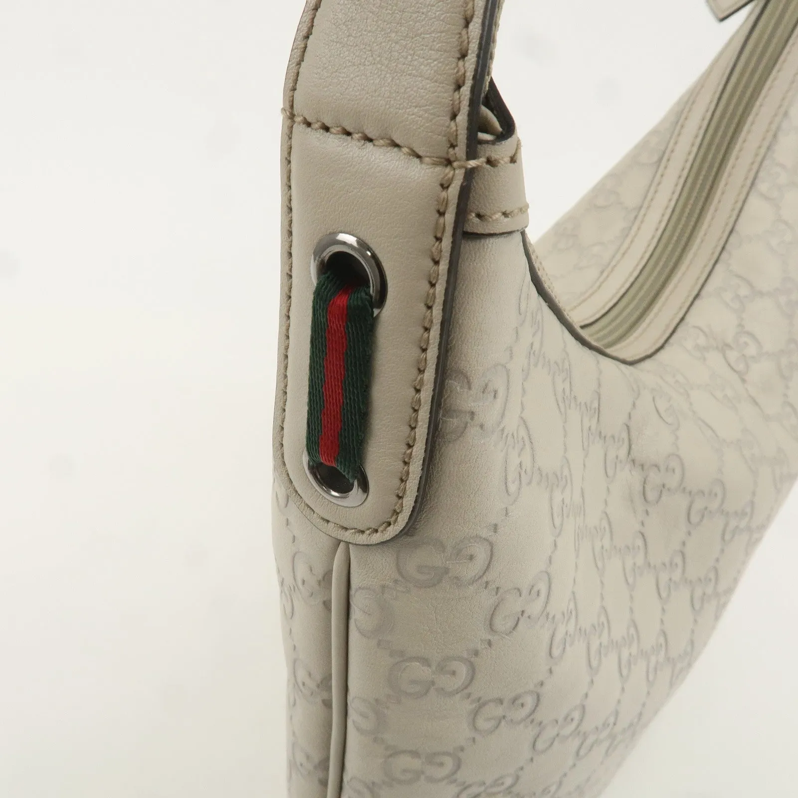 GUCCI Guccissima Sherry Leather One-Shoulder Bag Light Gray 293596