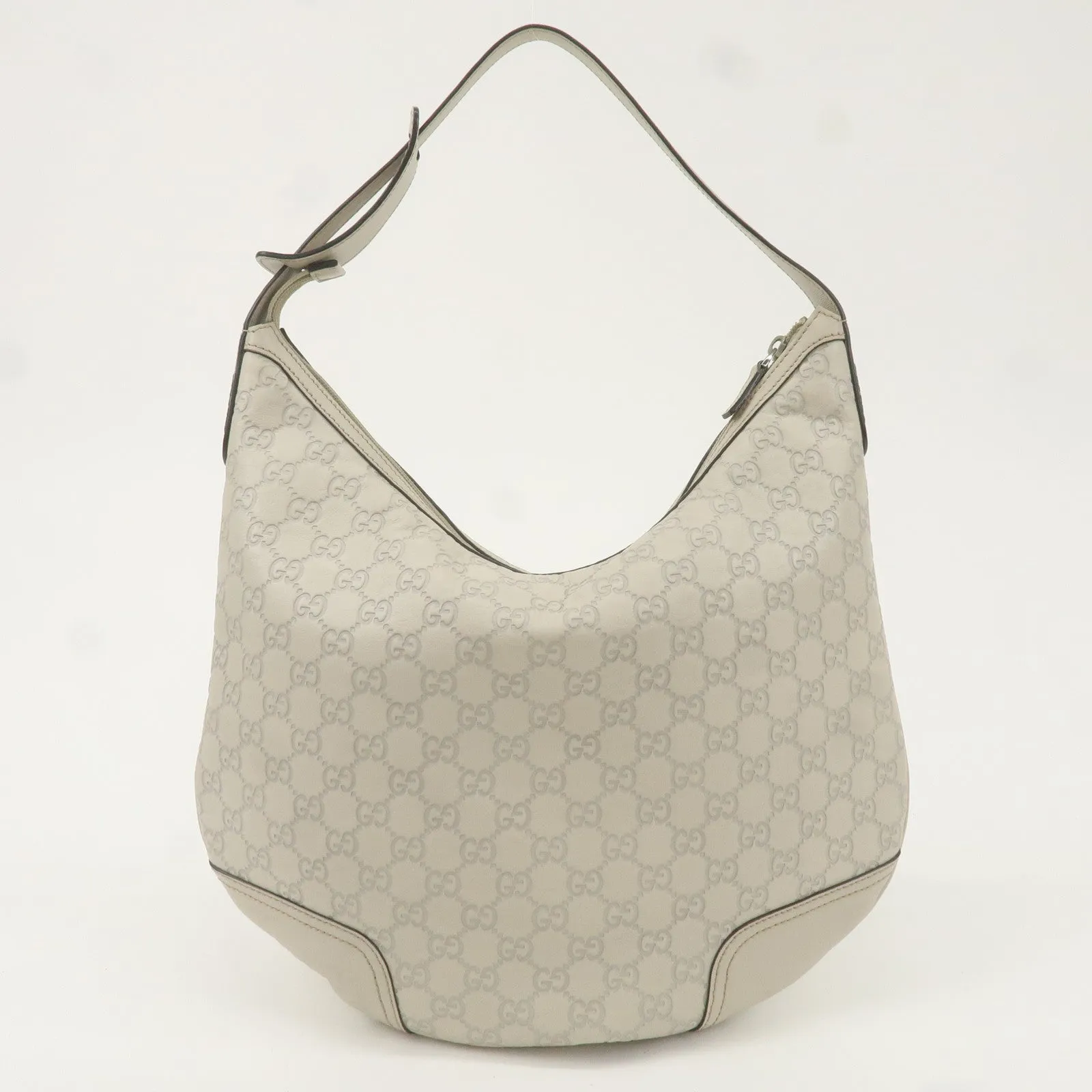 GUCCI Guccissima Sherry Leather One-Shoulder Bag Light Gray 293596