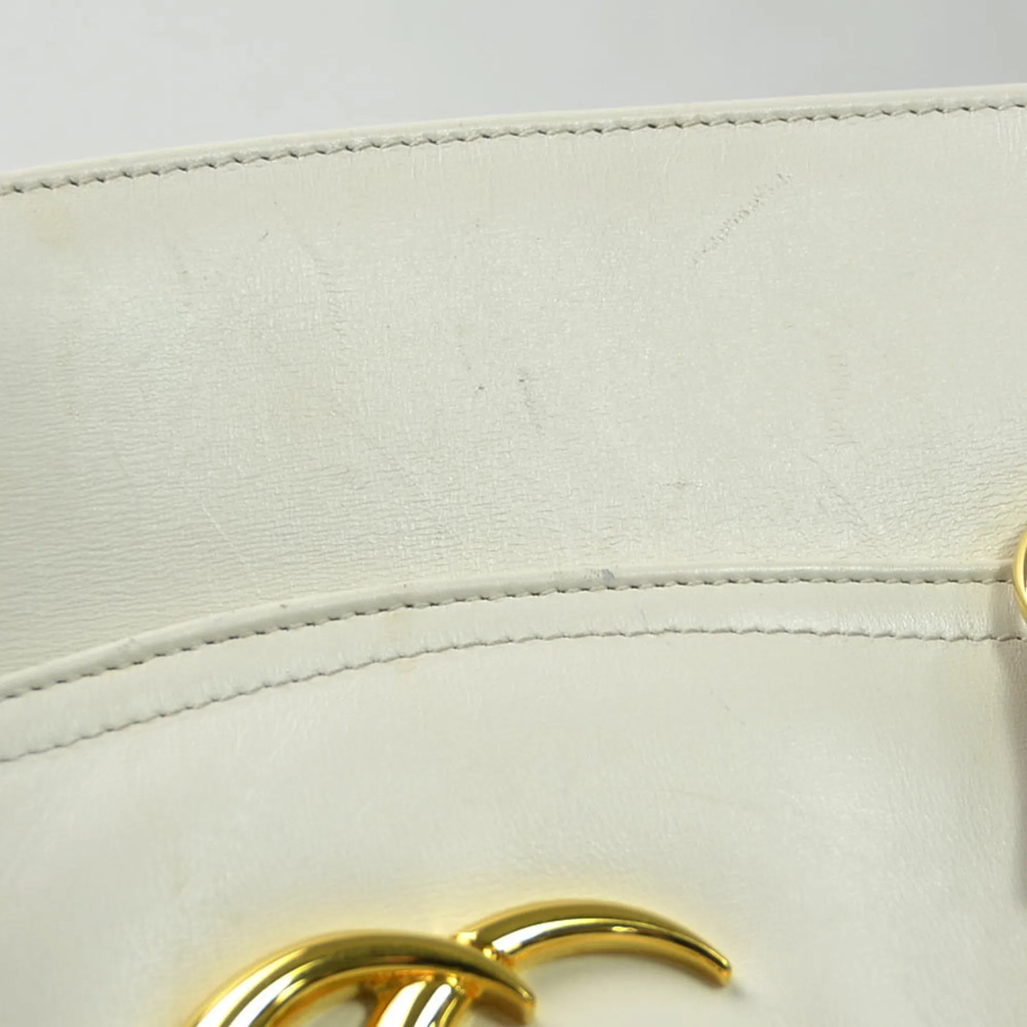 Gucci Handbag Shoulder Bag GG Marmont Ally Large Top Handle White Calf Leather Ladies 550130