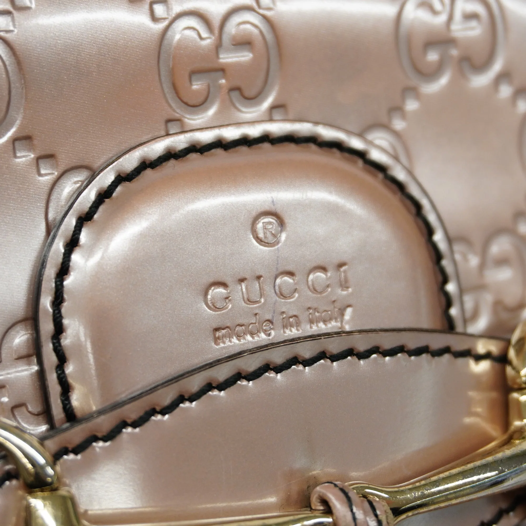 GUCCI  Horsebit Shoulder Bag Emily Enamel 295402 Women's Shoulder Bag Pink