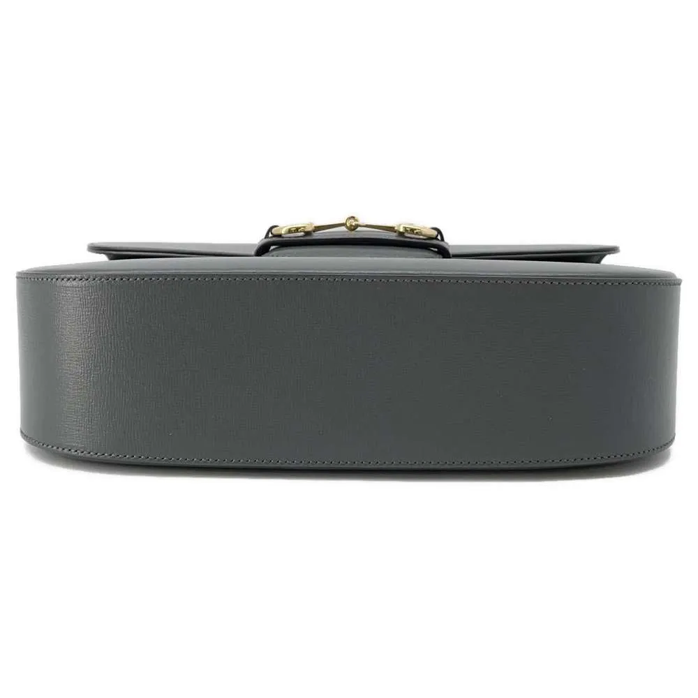 GUCCI Horsebit1955 Shoulder Bag Gray 700457 Leather