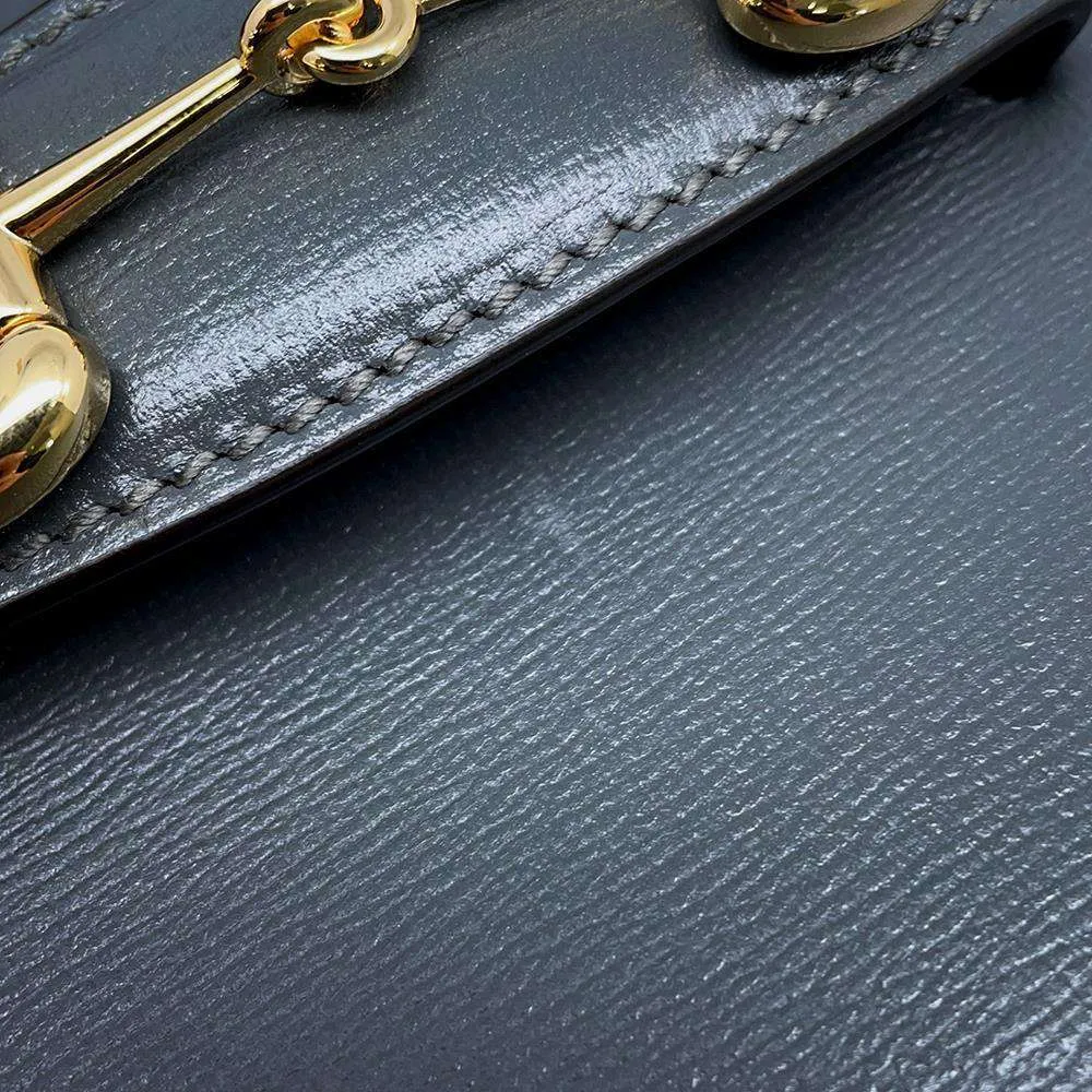 GUCCI Horsebit1955 Shoulder Bag Gray 700457 Leather