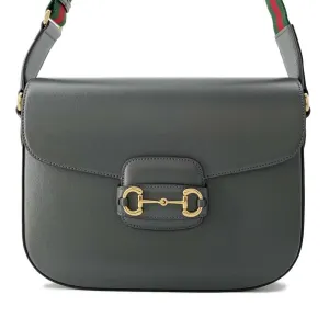 GUCCI Horsebit1955 Shoulder Bag Gray 700457 Leather