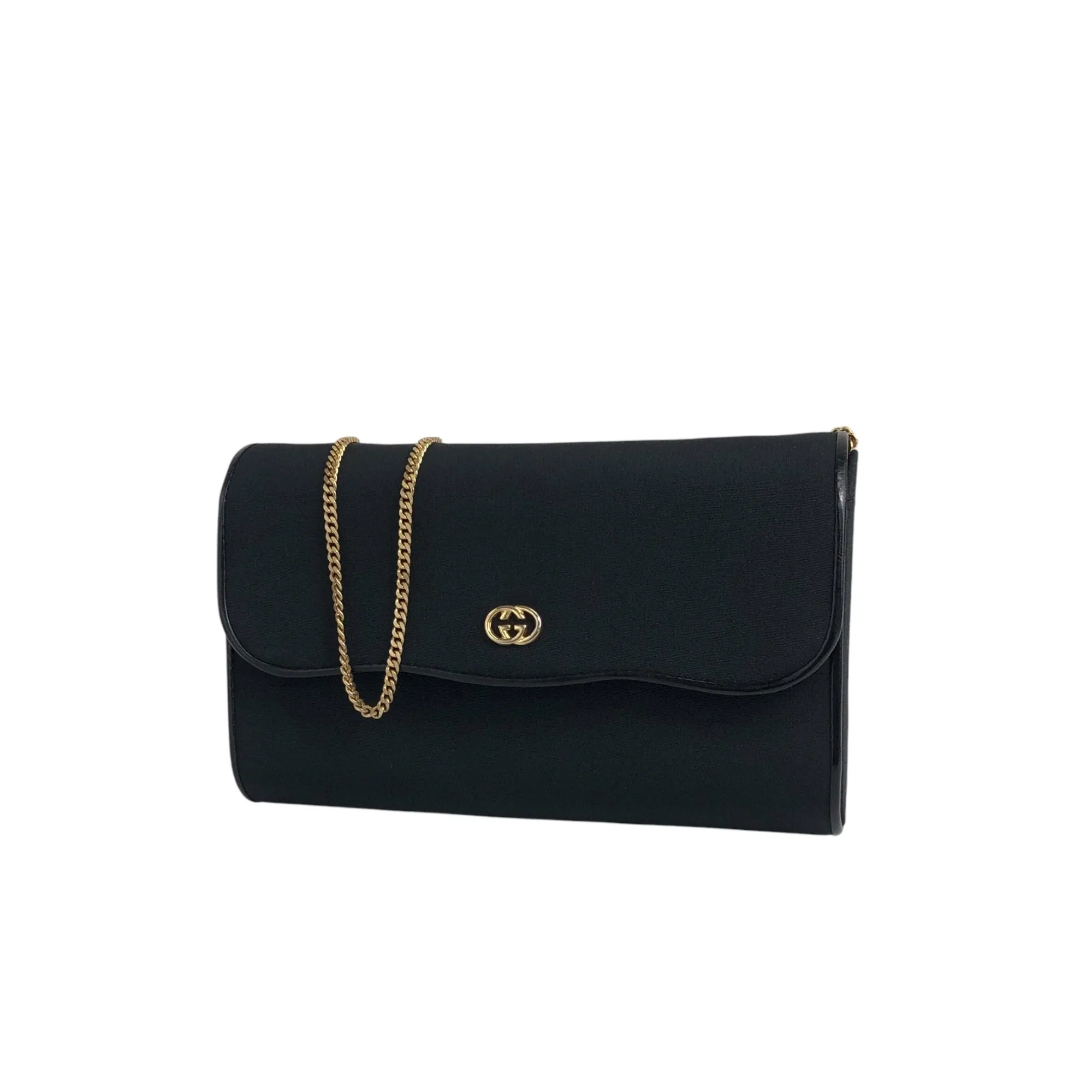 GUCCI Interlocking Chain Shoulder bag Black Vintage c5t5sp