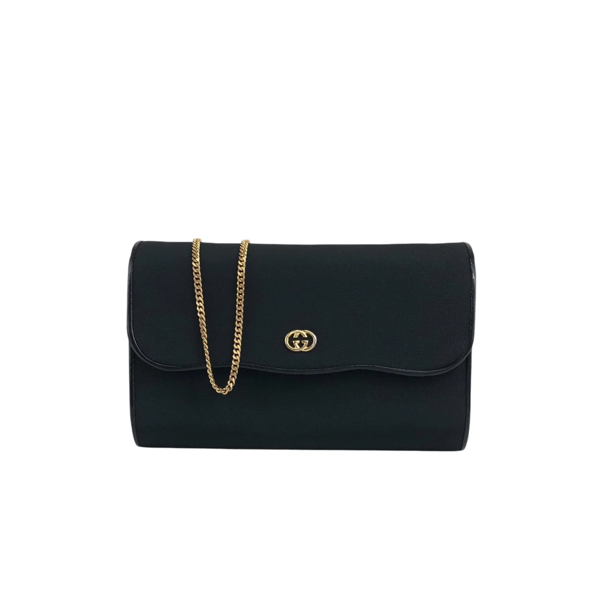 GUCCI Interlocking Chain Shoulder bag Black Vintage c5t5sp