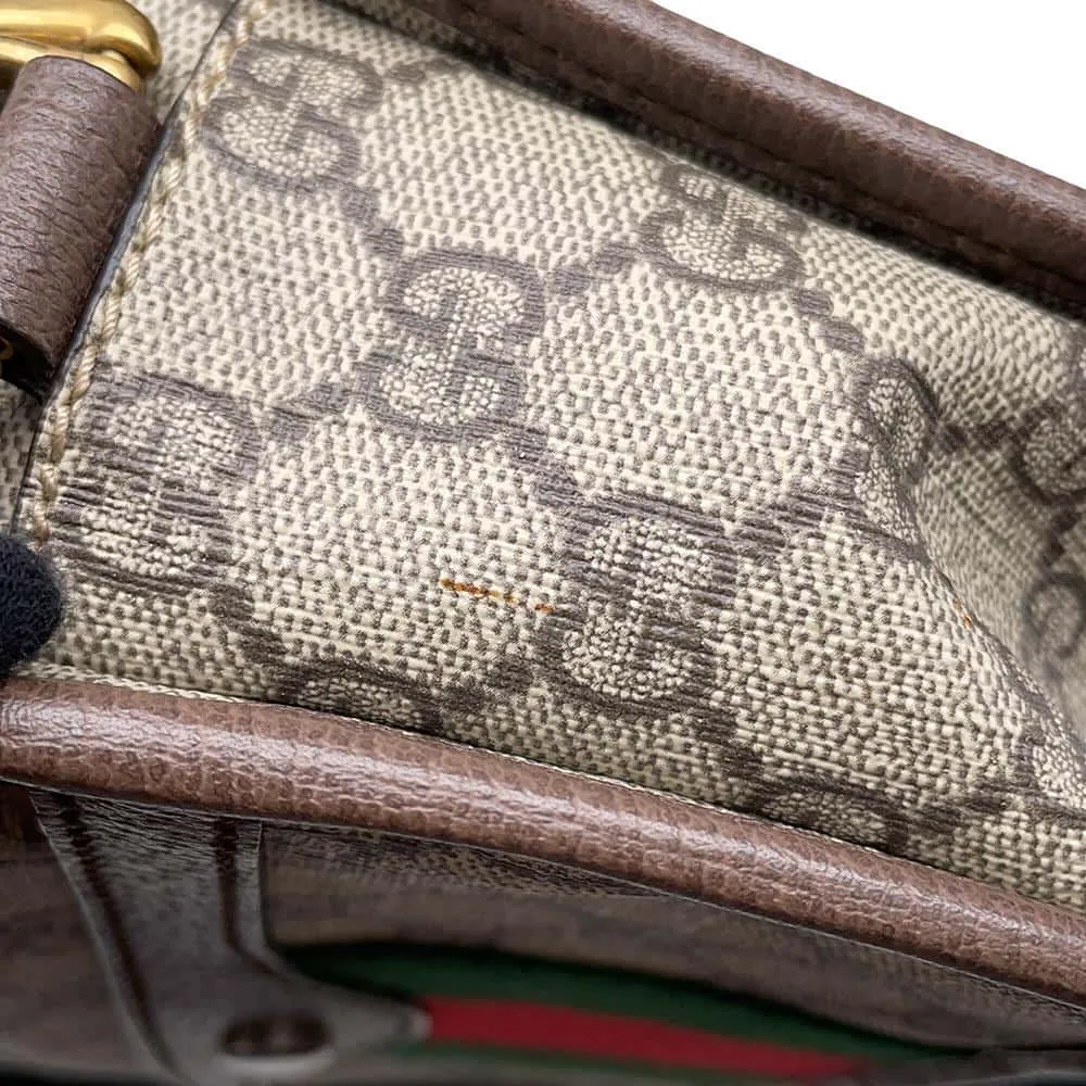 GUCCI Ophidi GG Supreme 2WAY Shoulder Bag Brown 598130 PVC Leather Size Small