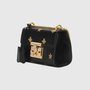 Gucci Padlock Bee Star Small Shoulder Bag Black
