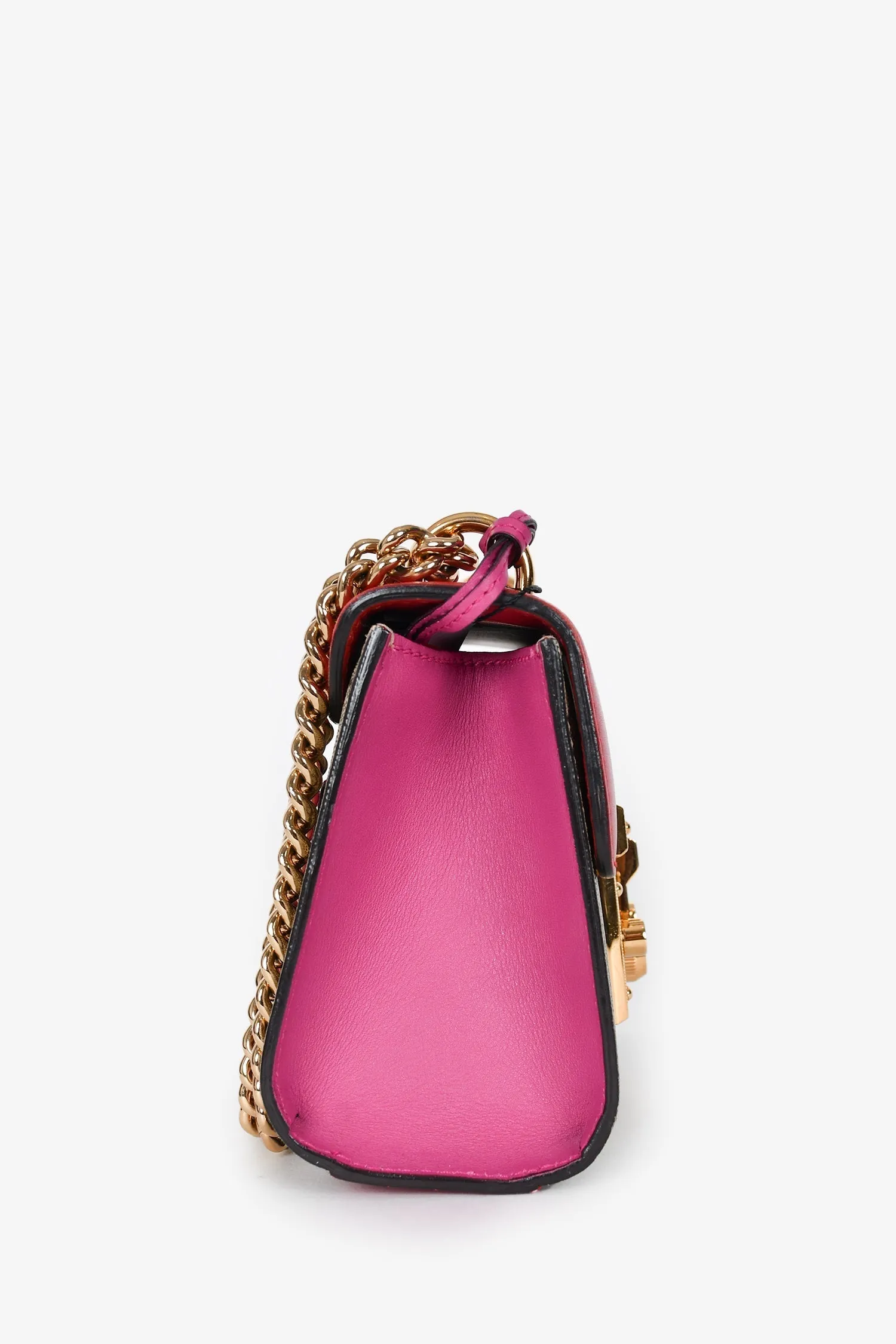Gucci Red Leather/GG Canvas Padlock Shoulder Bag