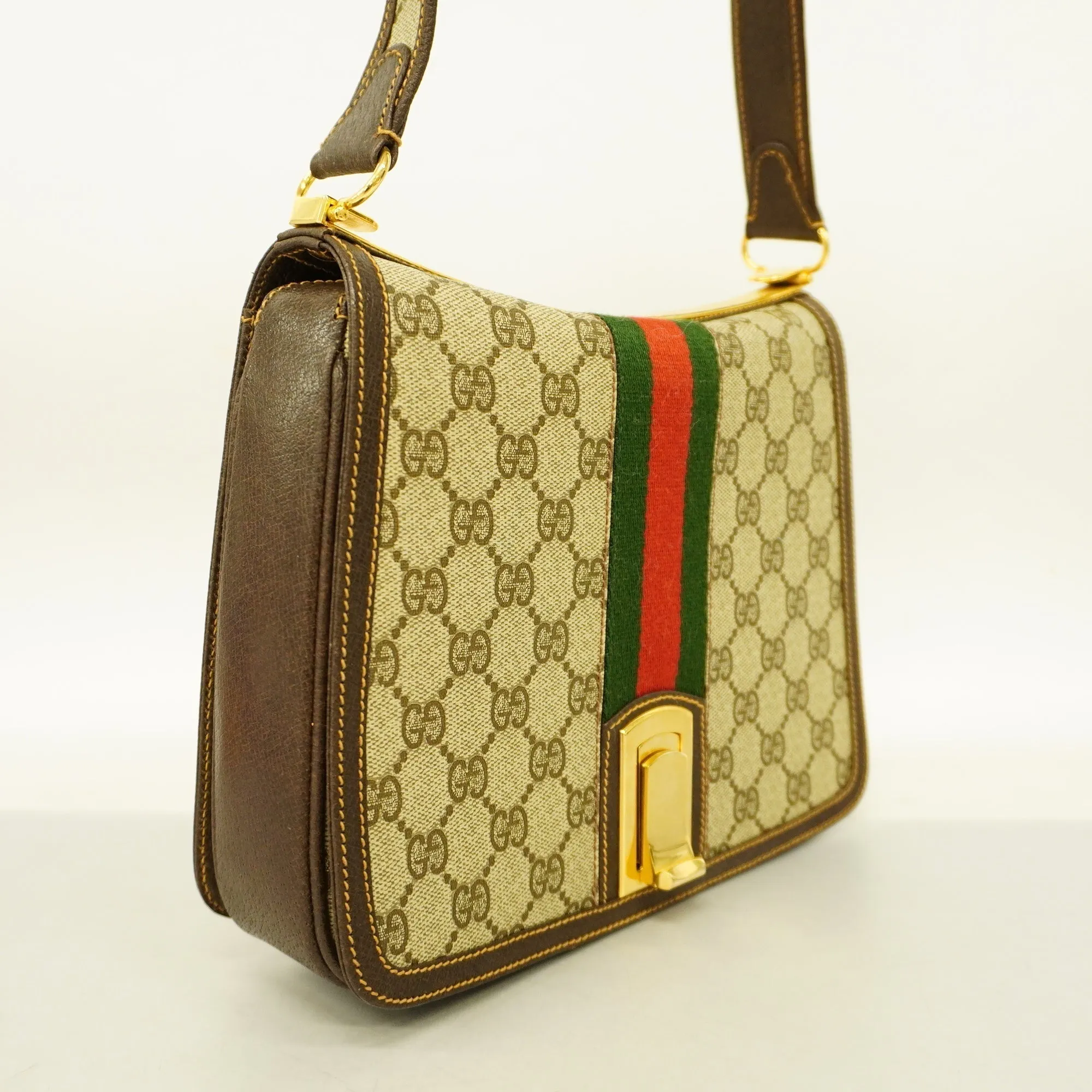 Gucci  Sherry Line Women's GG Supreme,Leather Shoulder Bag Beige,Brown