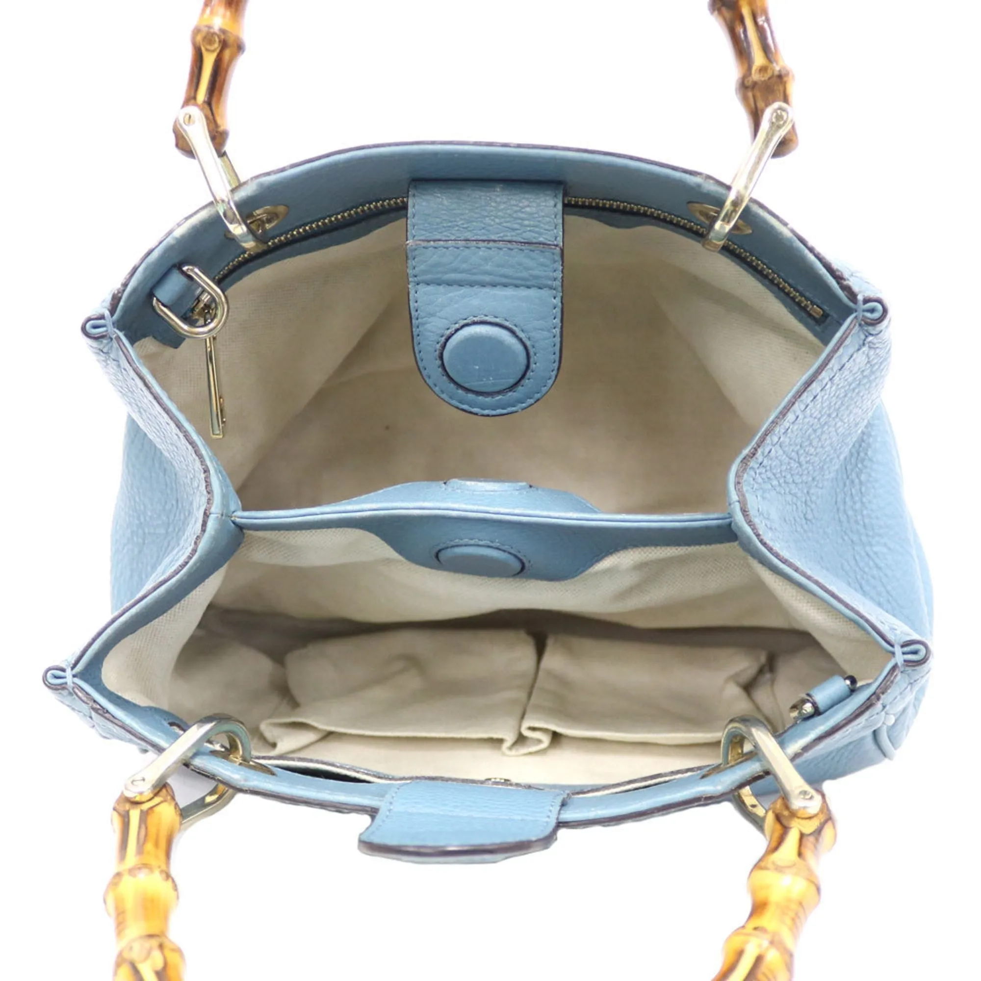 Gucci Shoulder Bag Bamboo Handbag Blue Ladies