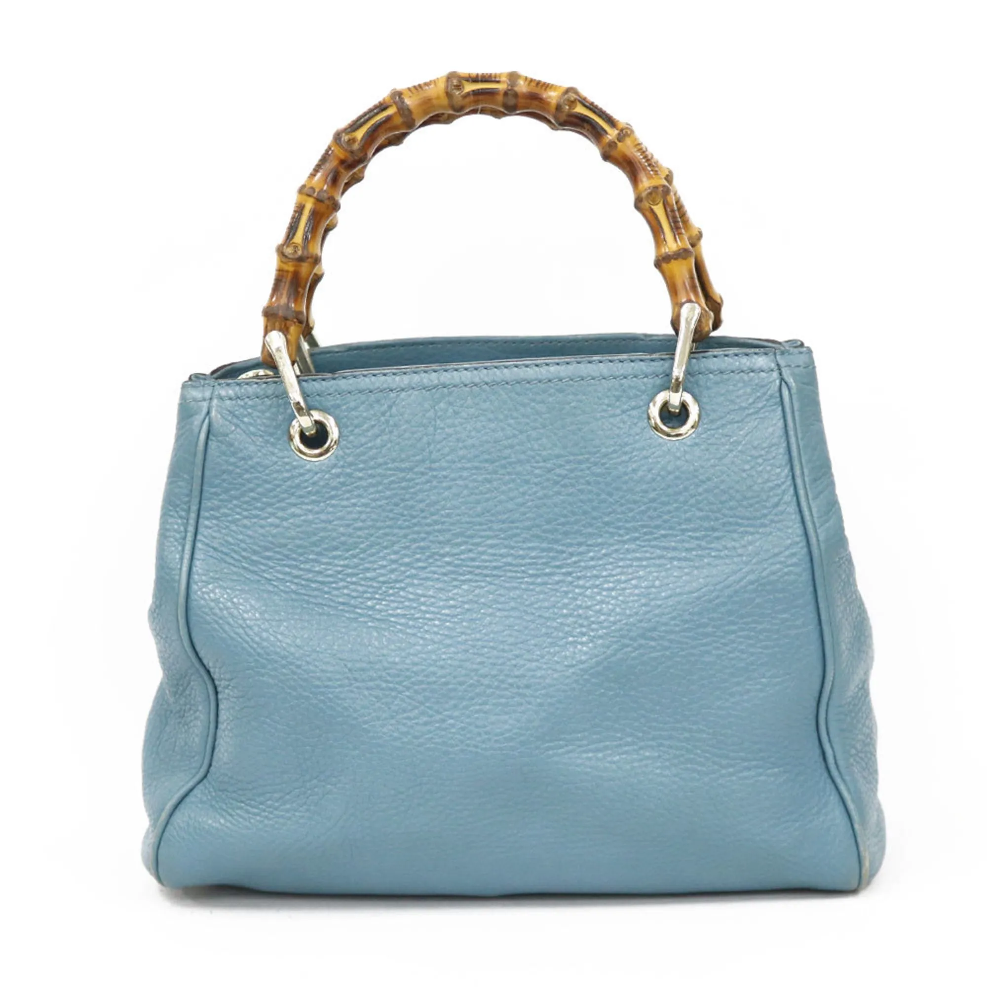 Gucci Shoulder Bag Bamboo Handbag Blue Ladies
