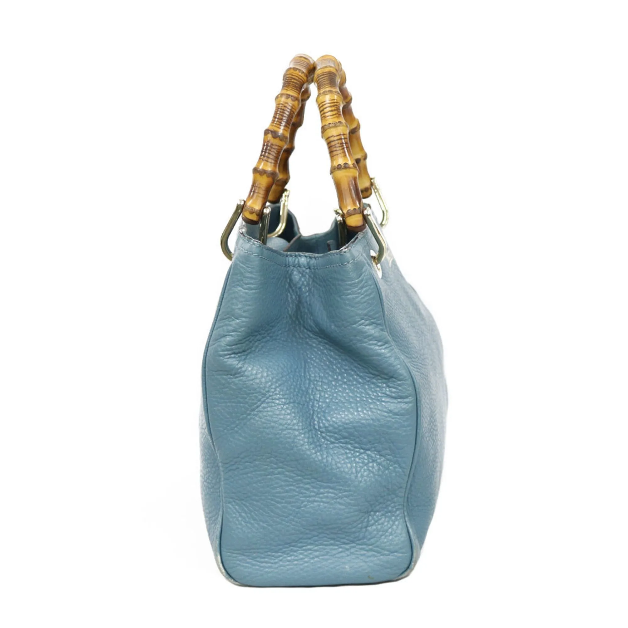 Gucci Shoulder Bag Bamboo Handbag Blue Ladies