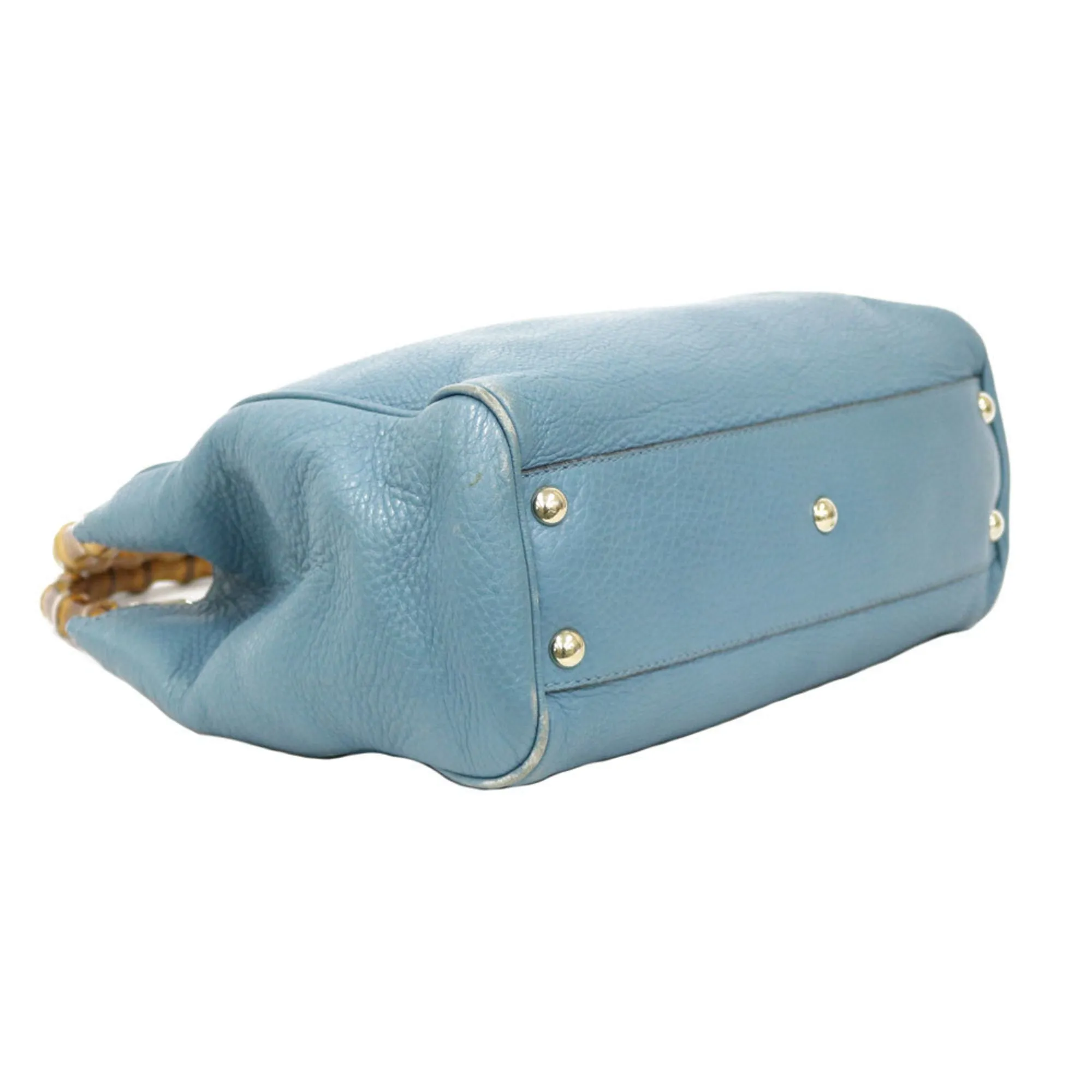 Gucci Shoulder Bag Bamboo Handbag Blue Ladies