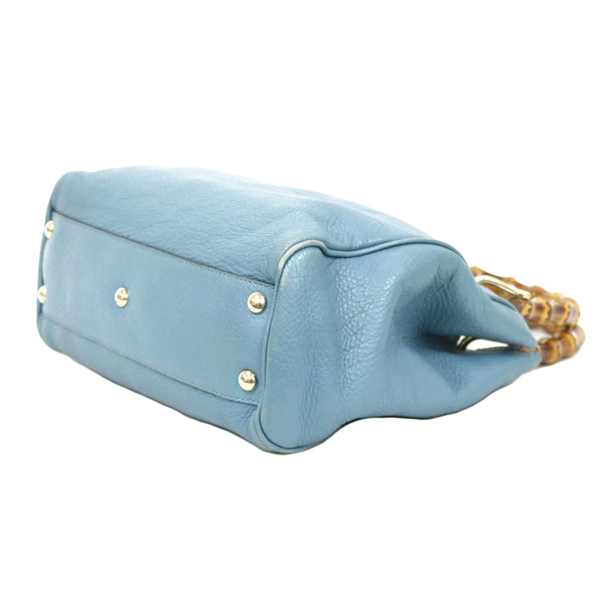 Gucci Shoulder Bag Bamboo Handbag Blue Ladies