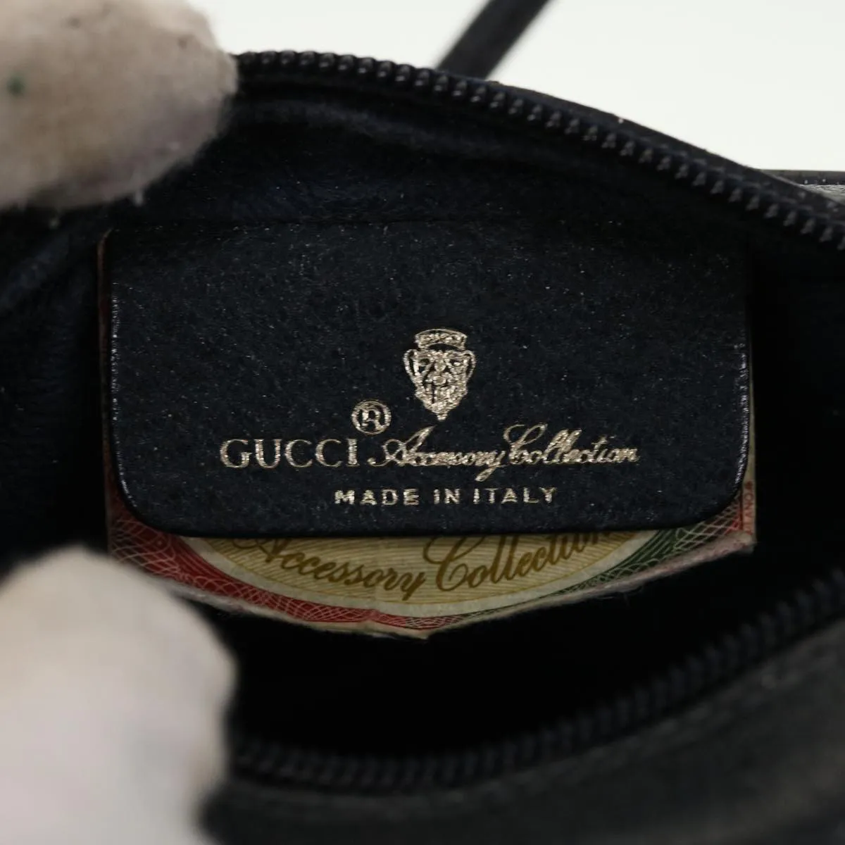GUCCI Shoulder Bag PVC Leather Navy Gray Red  ti1146