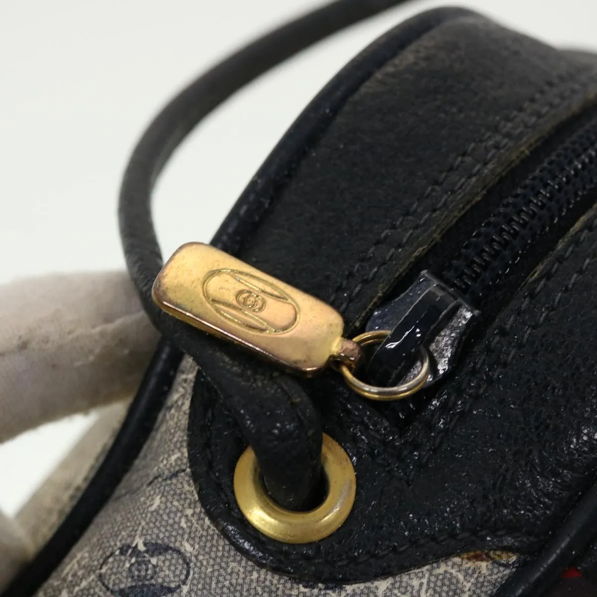 GUCCI Shoulder Bag PVC Leather Navy Gray Red  ti1146