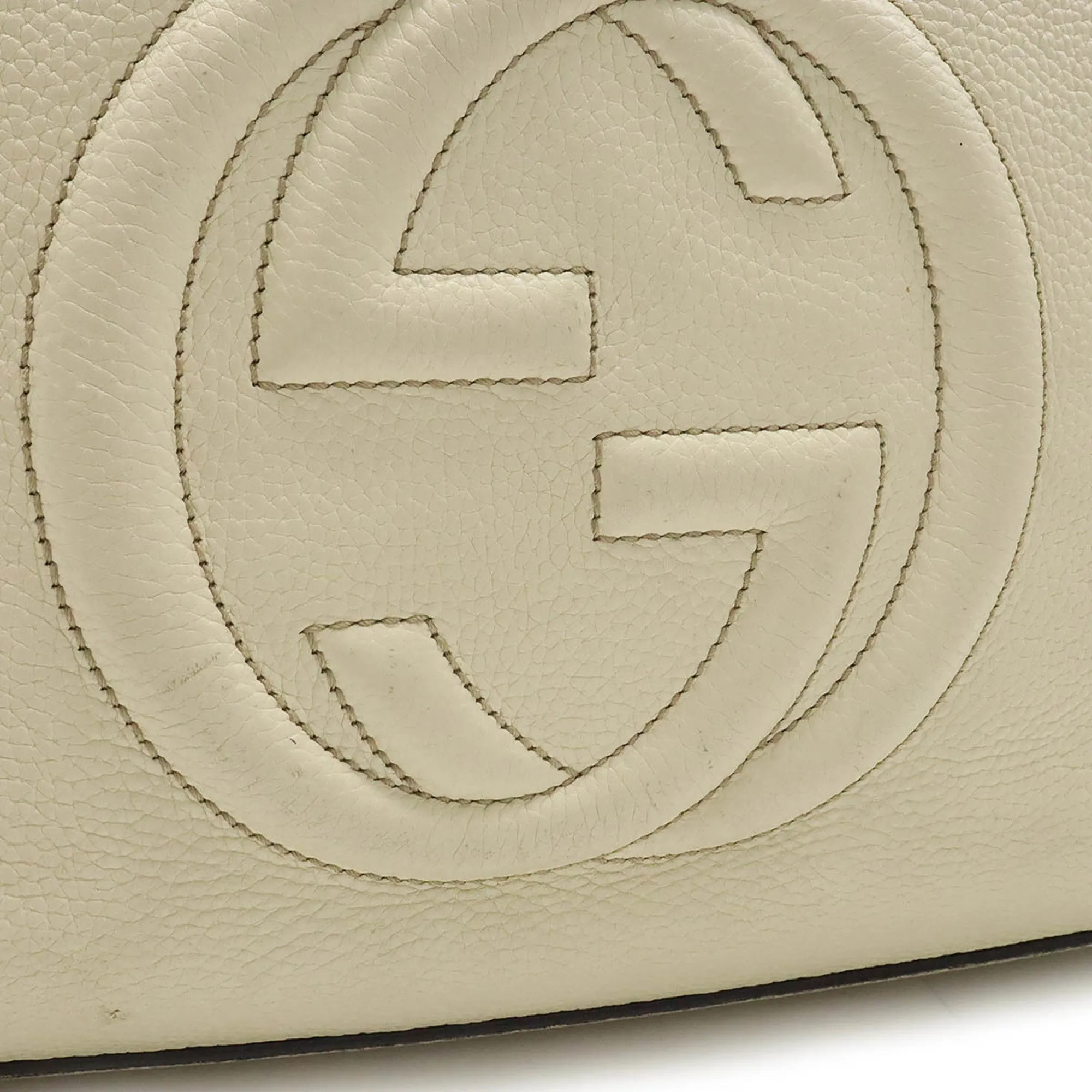 GUCCI Soho Interlocking G Tassel Shoulder Bag Handbag Leather Ivory 408825