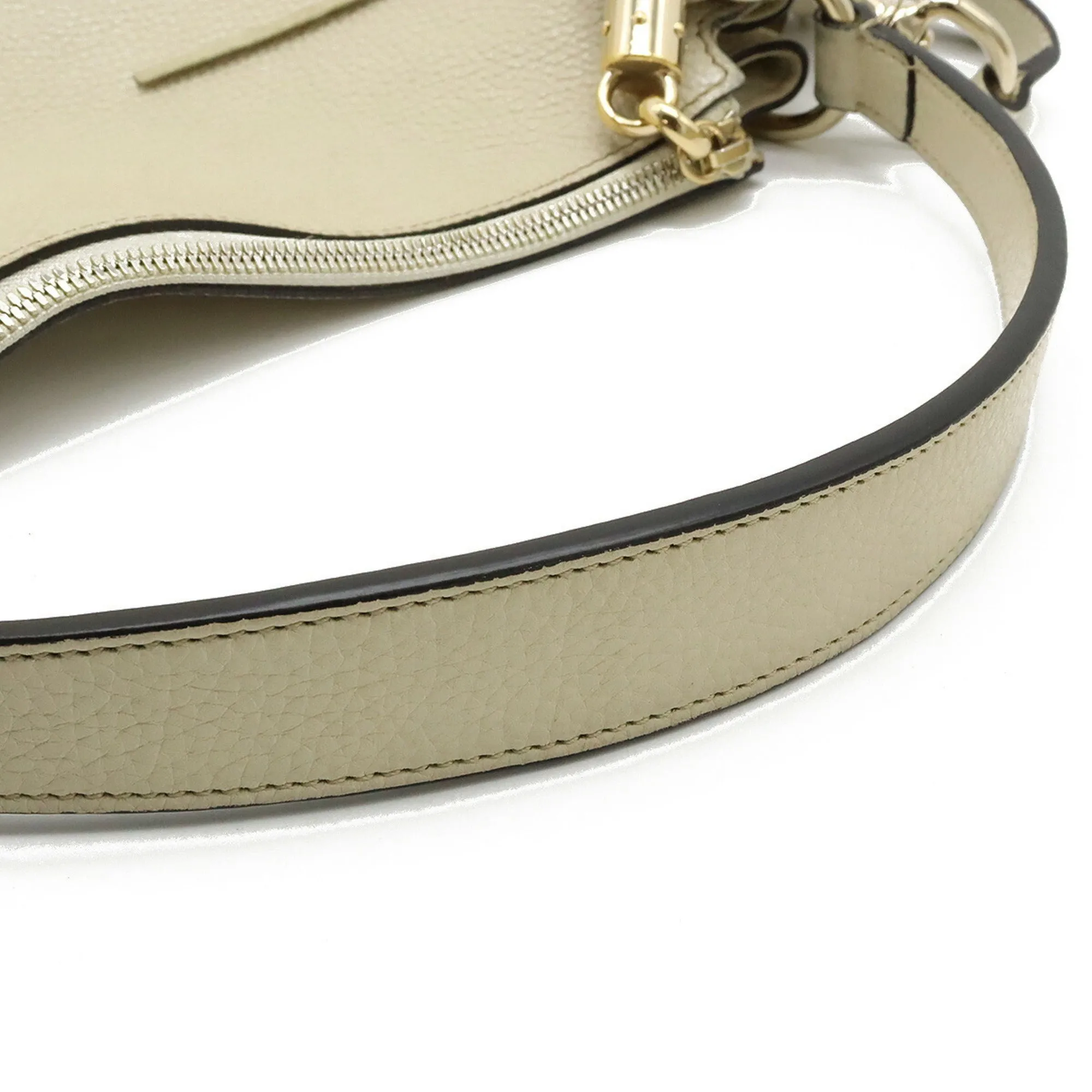GUCCI Soho Interlocking G Tassel Shoulder Bag Handbag Leather Ivory 408825