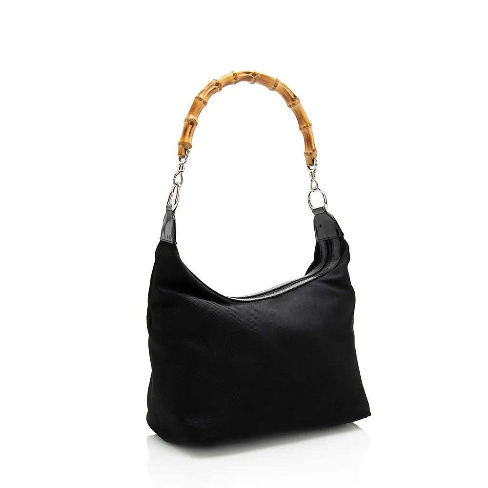 Gucci Vintage Nylon Bamboo Shoulder Bag