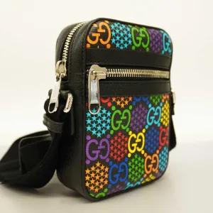 GUCCIAuth  GG Psychedelic 598103 PVC Shoulder Bag Black