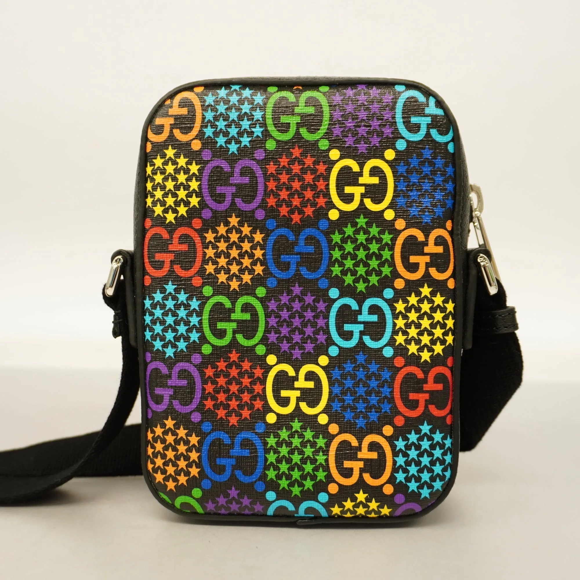 GUCCIAuth  GG Psychedelic 598103 PVC Shoulder Bag Black
