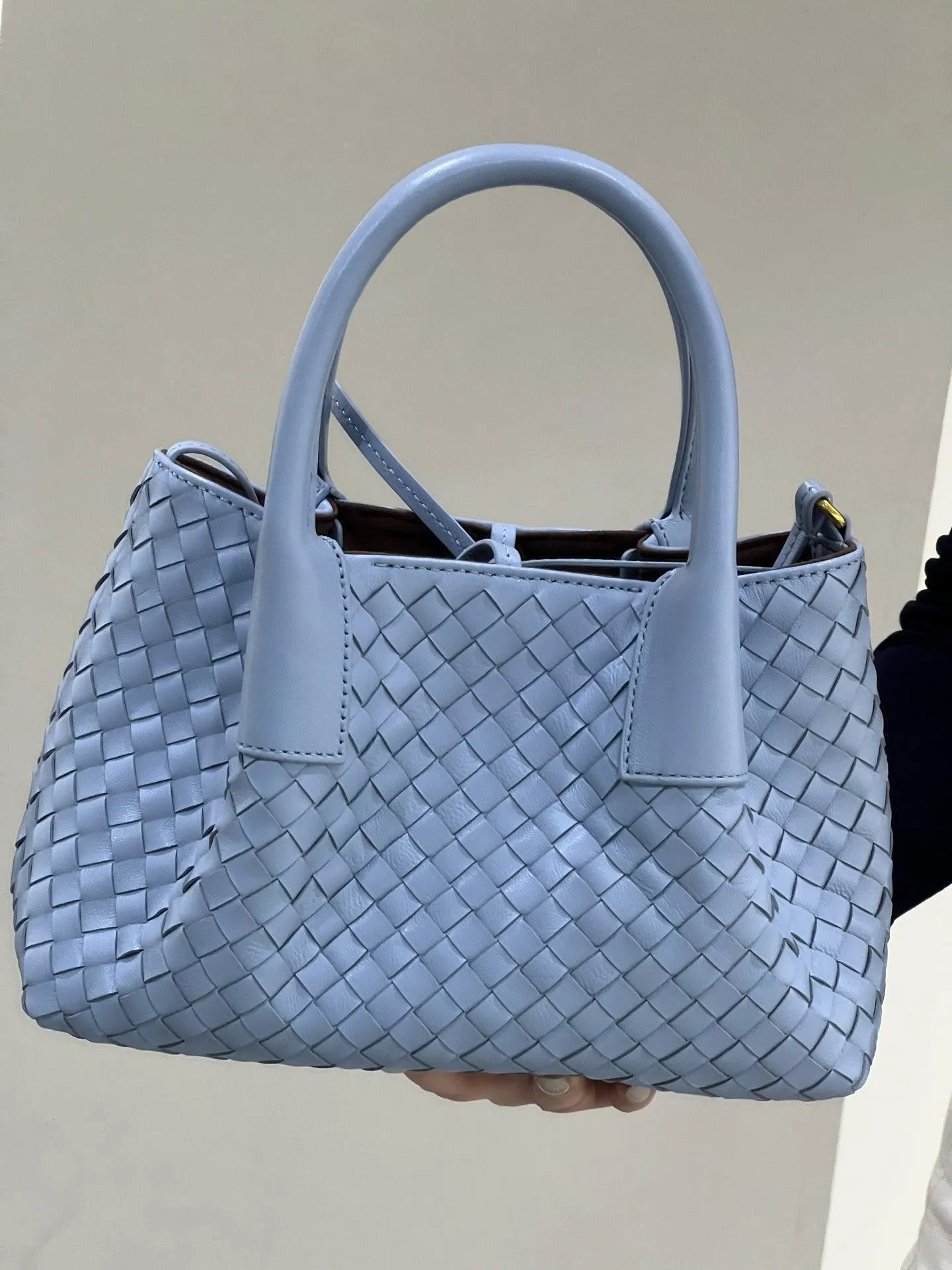 Handwoven Lambskin Leather Shoulder Bag for Women | Luxury Designer Handbag with Top Handles & Crossbody Strap