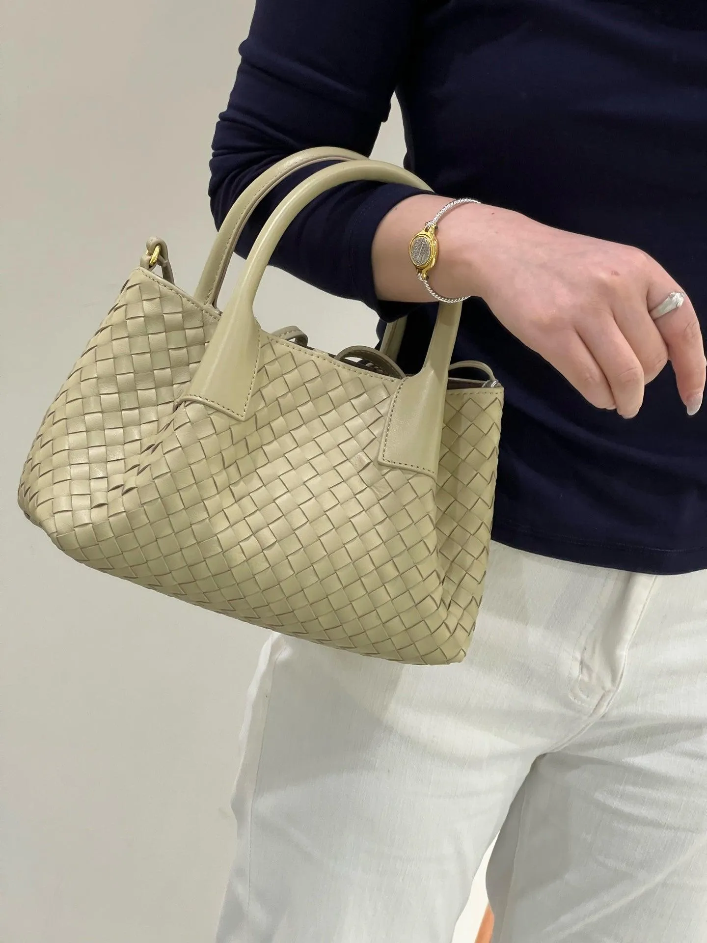 Handwoven Lambskin Leather Shoulder Bag for Women | Luxury Designer Handbag with Top Handles & Crossbody Strap