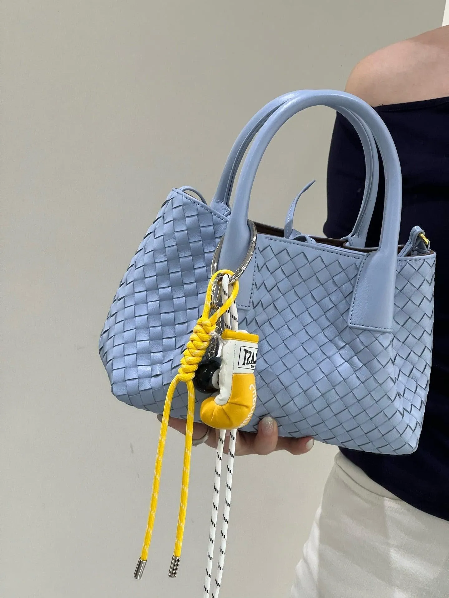 Handwoven Lambskin Leather Shoulder Bag for Women | Luxury Designer Handbag with Top Handles & Crossbody Strap
