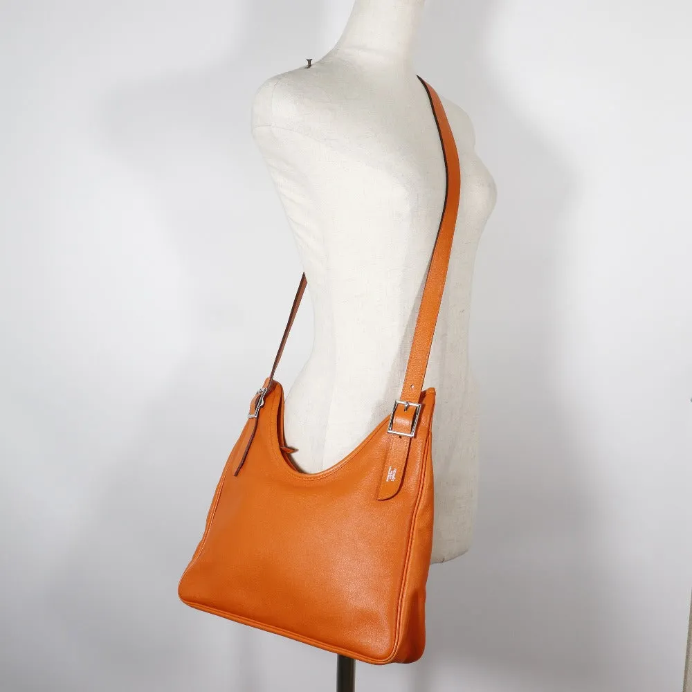HERMES Shoulder Bag leather Orange one belt Masai Cut 32