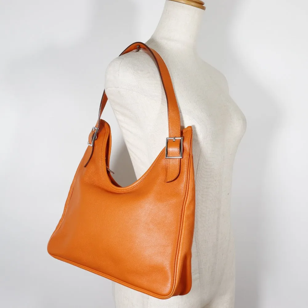 HERMES Shoulder Bag leather Orange one belt Masai Cut 32