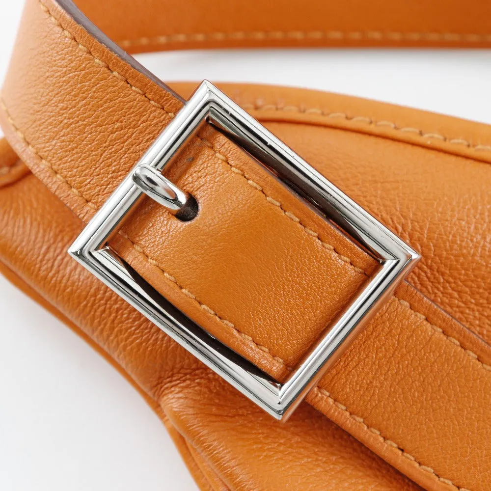 HERMES Shoulder Bag leather Orange one belt Masai Cut 32