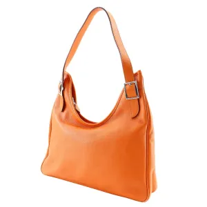 HERMES Shoulder Bag leather Orange one belt Masai Cut 32