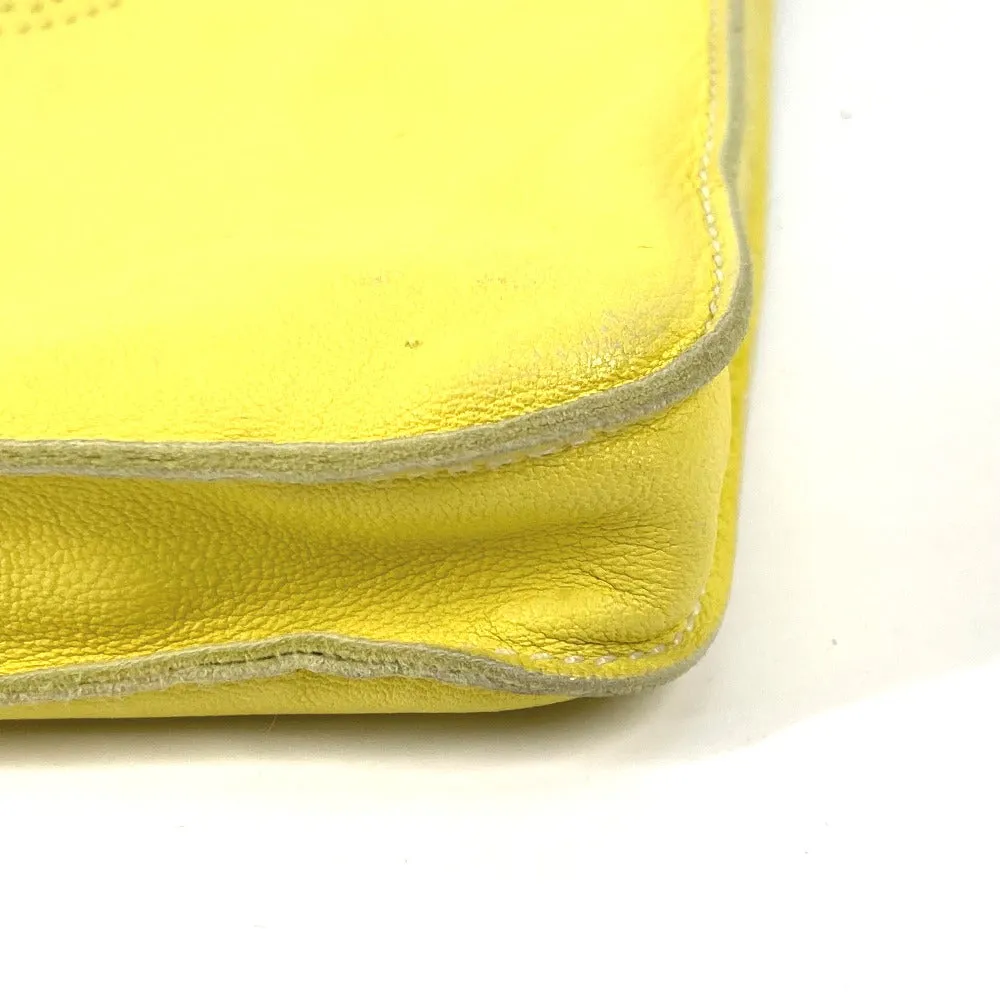 HERMES Shoulder Bag leather yellow Punching logo Crude cell Women Used