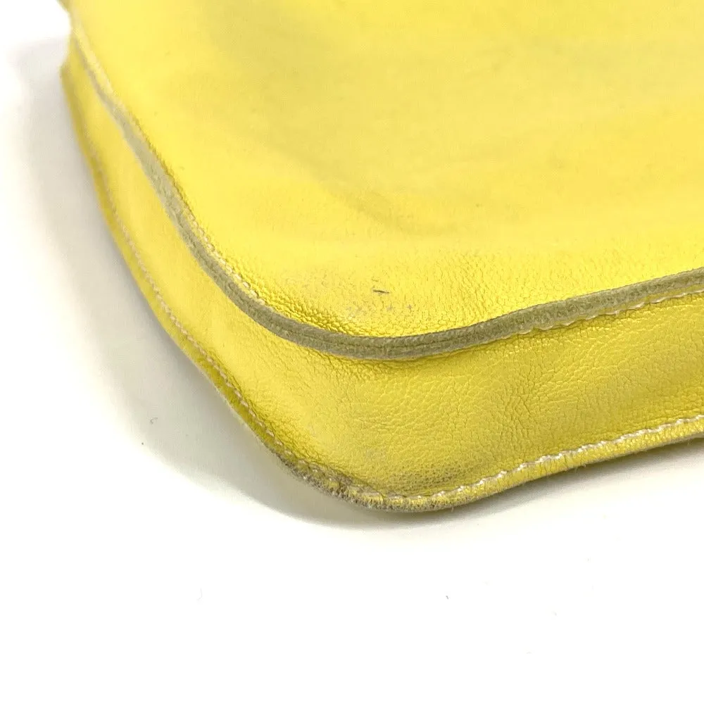 HERMES Shoulder Bag leather yellow Punching logo Crude cell Women Used