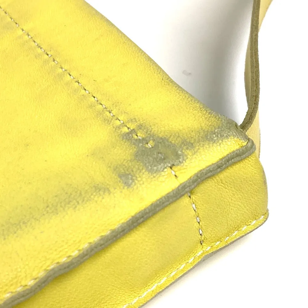 HERMES Shoulder Bag leather yellow Punching logo Crude cell Women Used