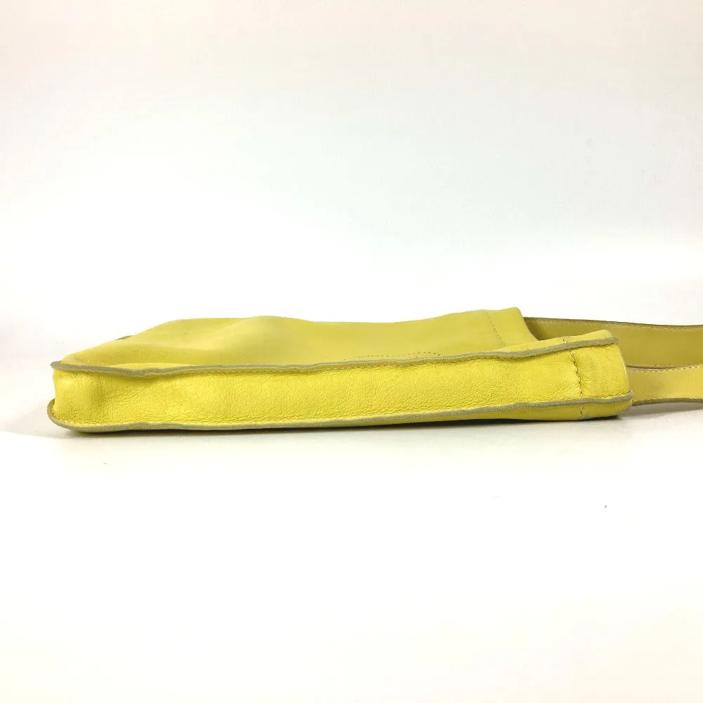 HERMES Shoulder Bag leather yellow Punching logo Crude cell Women Used