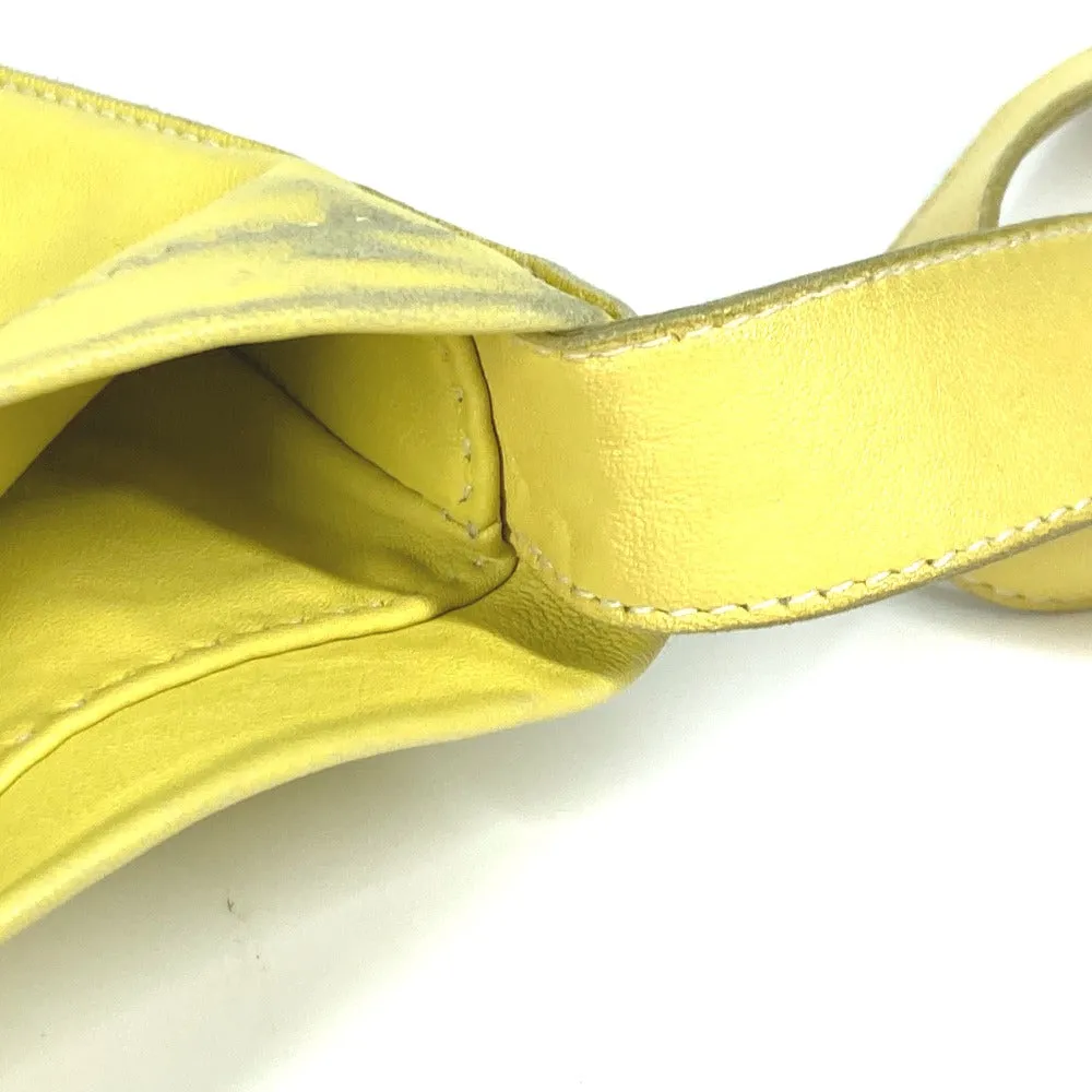 HERMES Shoulder Bag leather yellow Punching logo Crude cell Women Used