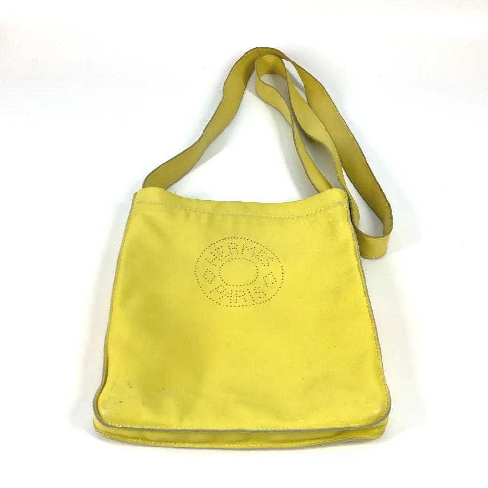 HERMES Shoulder Bag leather yellow Punching logo Crude cell Women Used