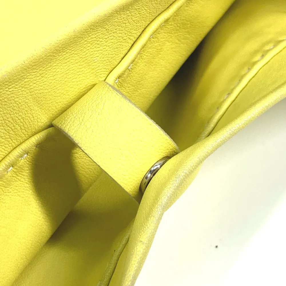 HERMES Shoulder Bag leather yellow Punching logo Crude cell Women Used