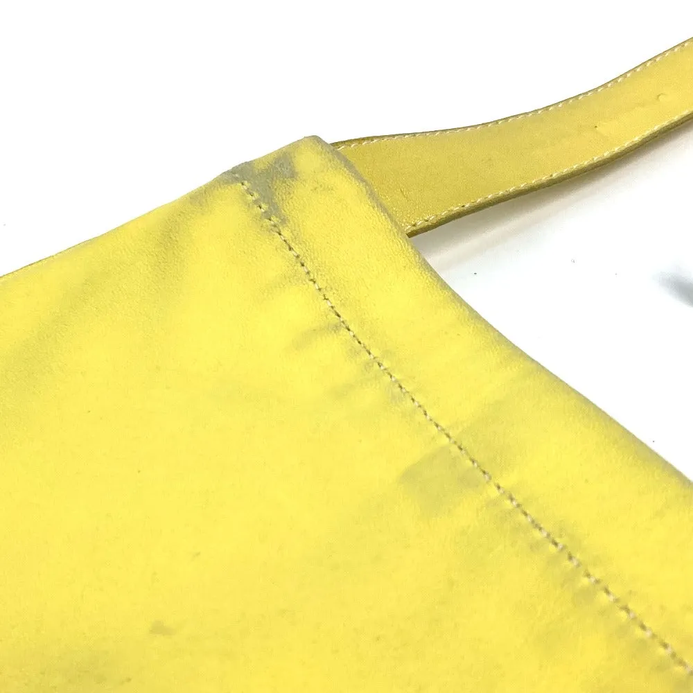 HERMES Shoulder Bag leather yellow Punching logo Crude cell Women Used