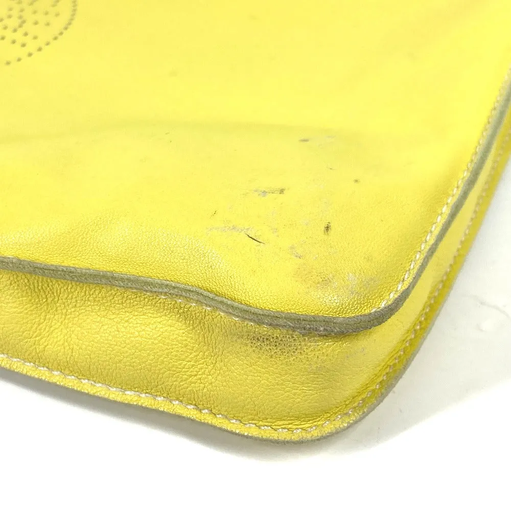 HERMES Shoulder Bag leather yellow Punching logo Crude cell Women Used