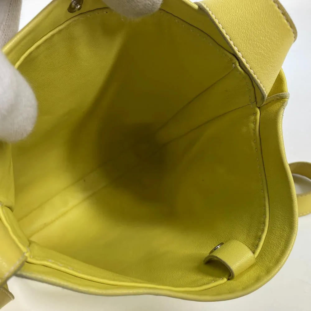 HERMES Shoulder Bag leather yellow Punching logo Crude cell Women Used