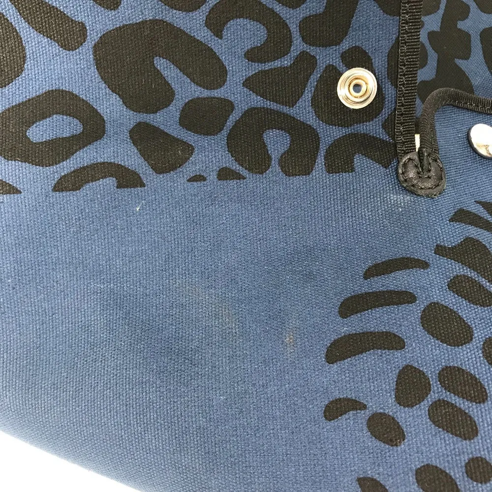 HERMES Tote Bag canvas Navy Shoulder Bag Shoulder Bag Leopard leopard leopard